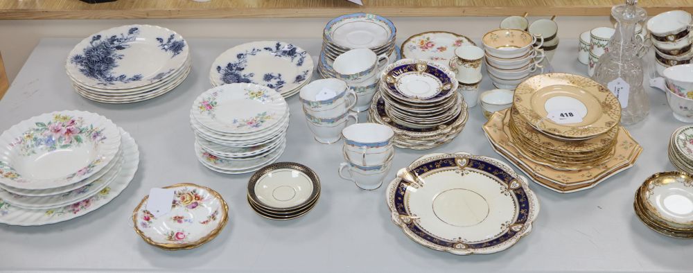 A collection of part tea services, including Royal Doulton Arcadia, Royal Albert Orient,